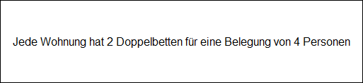 Jede Wohnung hat 2 Doppelbetten fr eine Belegung von 4 Personen