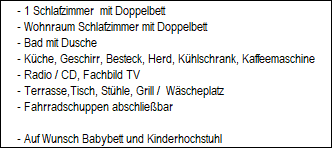 Ausstattung Ferienwohnung Meereswoge Bansin