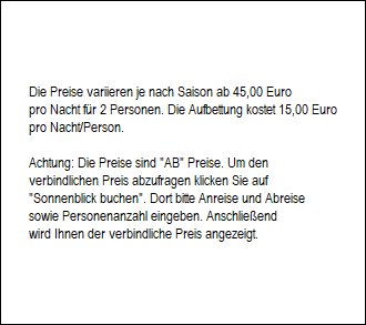 Preis Ferienwohnung Sonnenblick Bansin